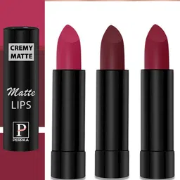 PERPAA Cremy Matte Set Of 3 Lipstick With Jojoba Oil-3.5g Each-Candy Pink-Pink-Dark Maroon-1
