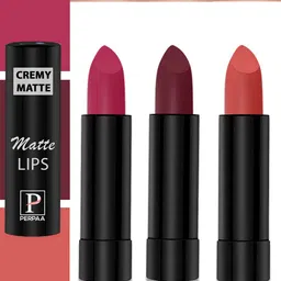 PERPAA Set Of 3 Cremy Matte Long Lasting Bullet Lipstick - Shades 92-93-96-37