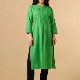 COTTONS DAILY Women Solid Mandarin Collar Pathani Kurta-picture-55
