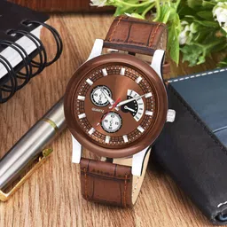 Gopal Shopcart Unisex Embellished Dial & Leather Textured Straps Analogue Watch B9050-BROAeviyo-Silm-L_SH-37