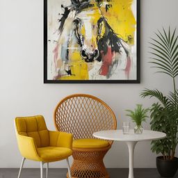 999Store Yellow & Grey Abstract Canvas Wall Art-9
