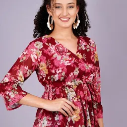 KALINI Print Flutter Sleeve Georgette Top image 3