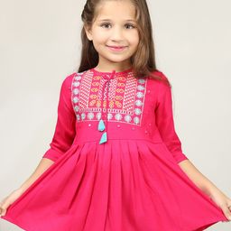 Miss & Chief Girls Embroidered Tie-Up Neck Top-picture-54