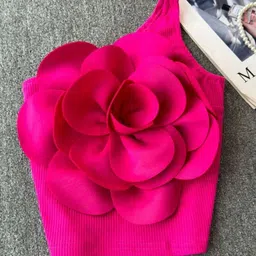 Alamode By Akanksha Women Pink Saly Rosette One Shoulder Top-picture-36