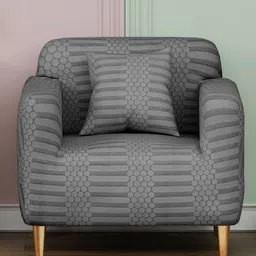 Myntra Elegant Homes Grey Jacquard 2 Piece Sofa Cover With Arms-image-63