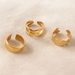 Niska Set Of 3 Gold-Plated Adjustable Finger Ring-15