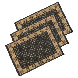 Kuber Industries 3-Pcs Grey & Beige Cross Tee Rectangular Anti-Skid Doormats-8
