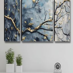 Myntra Elegant Homes Blue & Black 3 Pcs Abstract Synthetic Wood Wall Art-image-22