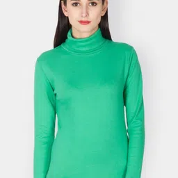 Hypernation Women High Neck Applique T-shirt-image-82
