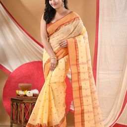 DESH BIDESH Ethnic Motifs Printed Zari Pure Cotton Jamdani Saree-picture-0
