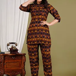Cloth Bites Geometric Printed Shirt Collar Tunic With Trouser-picture-42