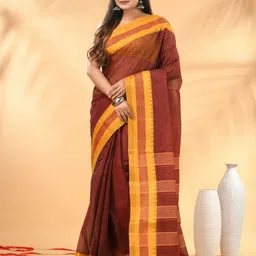 Charukriti Striped Zari Pure Cotton Taant Saree-picture-47