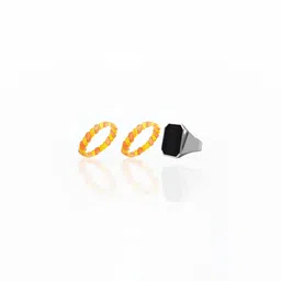 Dynamic Retail Global Set of 3 Ring for Men, Multicolor-Black Alloy Ring ()-picture-6