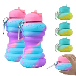 Aura Green & Pink Set of 6 Plastic Printed Smart Vacuum Water Bottle-5
