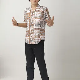BEARSOUL Boys Abstract Printed Cotton Casual Shirt-17