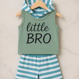 Yoonikk Kids Printed Sleeveless Pure Cotton T-shirt With Shorts-47