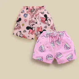 Biskid Girls Pack of 2 Cotton Printed Mid-Rise Regular Fit Shorts-picture-3