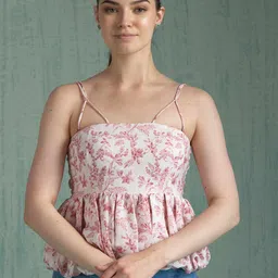 HOUSE OF MIRA Floral Printed Bubble Hem Empire Top-picture-8