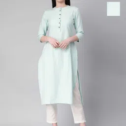 KALINI Selection Of 2 Striped Round Neck Straight Kurtas-picture-3