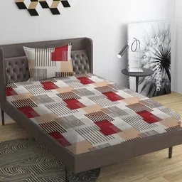 YaAkholic Grey & Red Printed Microfiber 210 TC Single Fitted Bedsheet Set 1.21 m x 1.82 m-20