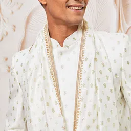VASTRAMAY Men Self DesignSherwani with Pyjama & Dupatta Set image 2