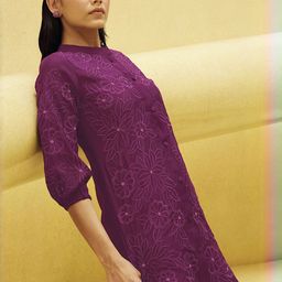 Anouk Women Violet Silk Blend Embroidered Co-Ords-picture-47