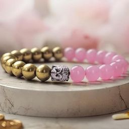 Original Rose Quartz & pyrite Bracelet | Certified Of Authenticity-image-47