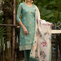 BE IN TEXO FAB Women Floral Embroidered Kurta with Trousers & Dupatta-image-67