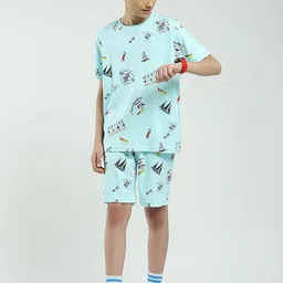 Monte Carlo Boys Printed Pure Cotton Round Neck T-Shirt & Bermuda Shorts Clothing Set-image-86