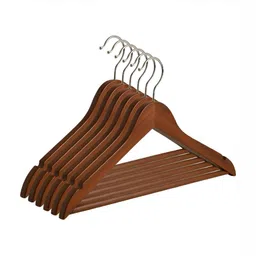 ASH AND ROH Set Of 6 Brown Wooden Hangers image 1