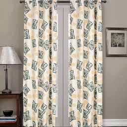 RRC Off White & Grey2 Pieces Geometric Printed Microfiber Cotton Long Door Curtain - 9ft-image-74