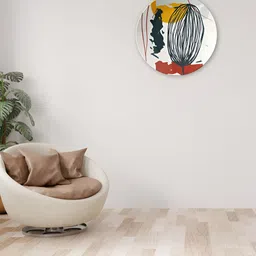THE QUIRKY HOME White & Yellow Seed & Color Block Printed Ceramic Decorative Wall Decor-4