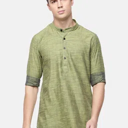 Cross Court Band Collar Pure Cotton Straight Short Kurta-picture-48