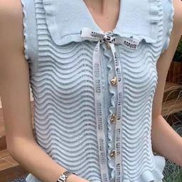 KPOP Women Self Design Shirt Collar Sleeveless Top-image-63