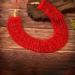 Jewar Mandi Artificial Beaded Statement Choker Necklace-image-7