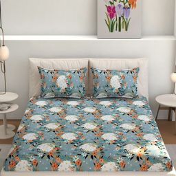 CHHILAKIYA Multicoloured Floral 210 TC Queen Bedsheet with 2 Pillow Covers-image-20