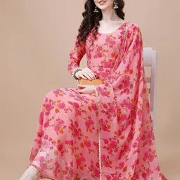 Raiyani Fashion Floral Printed A-Line Kurta With Dupatta-picture-16