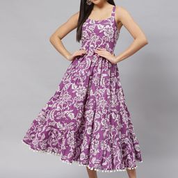 CORSICA Women Floral Printed Shoulder Straps Fit & Flare Midi Dress-image-81