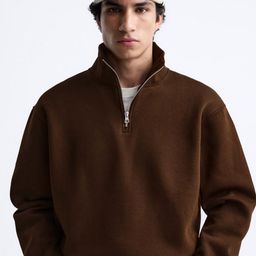 MISCHIEF MONKEY Men Mock Collar Solid Sweatshirt-picture-9