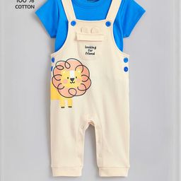 Hopscotch Girls Blue Pure Cotton Printed Clothing Set-picture-2