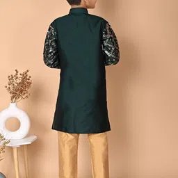 Cae Boys Embroidered Regular Sequinned Dupion Silk Kurta with Pyjamas image 5