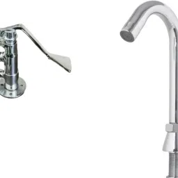 Set of Vertical Brass foot operated tap,360 deg rotating washbasin tap Foot Pedal Flush-image-31