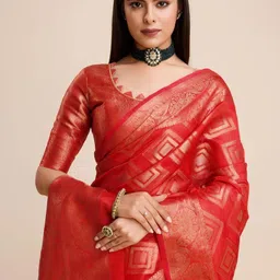 KALINI Woven Design Zari Organza Heavy Work Kanjeevaram Saree-picture-29