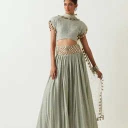 Payal Singhal Embroidered Beads and Stones Ready to Wear Lehenga & Blouse With Dupatta-picture-23