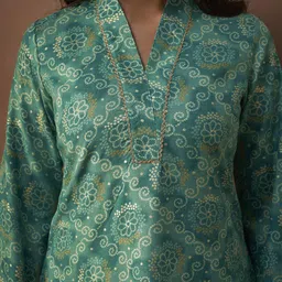 Anouk Women Bandhani Printed Flared Sleeves Gotta Patti Kurta image 3