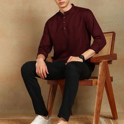 FUBAR Men Geometric Printed Daily Straight Short Kurta-image-49