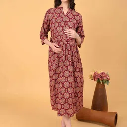 GOLDSTROMS Women Ethnic Motifs Print MaternityA-Line Dress-image-33