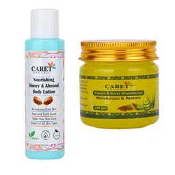 CARET ORGANIC Set Of 2 Kesar Aloevera Gel-100g & Almond Body Lotion-100ml-13