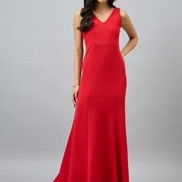 COLOR CAPITAL Women Solid V-Neck Fit and Flare Maxi Dress-picture-43
