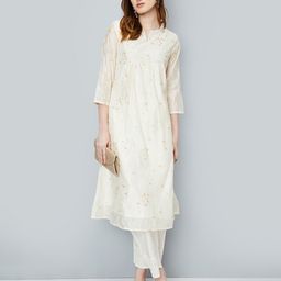 max Women Floral Embroidered Flared Sleeves Chikankari Anarkali Kurta-image-90